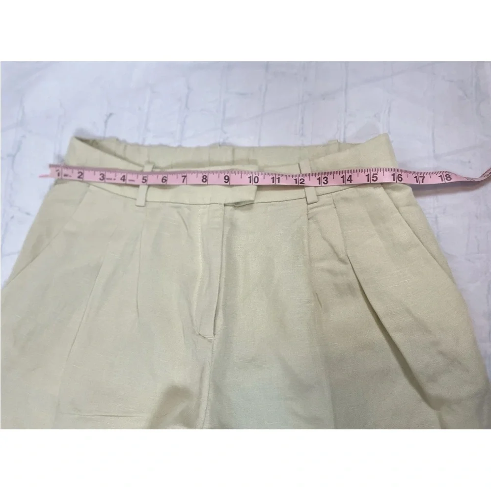 H&M Women’s Pale Green Linen Blend‎ Ankle Length Pleated Dress Pants Size 10 NEW